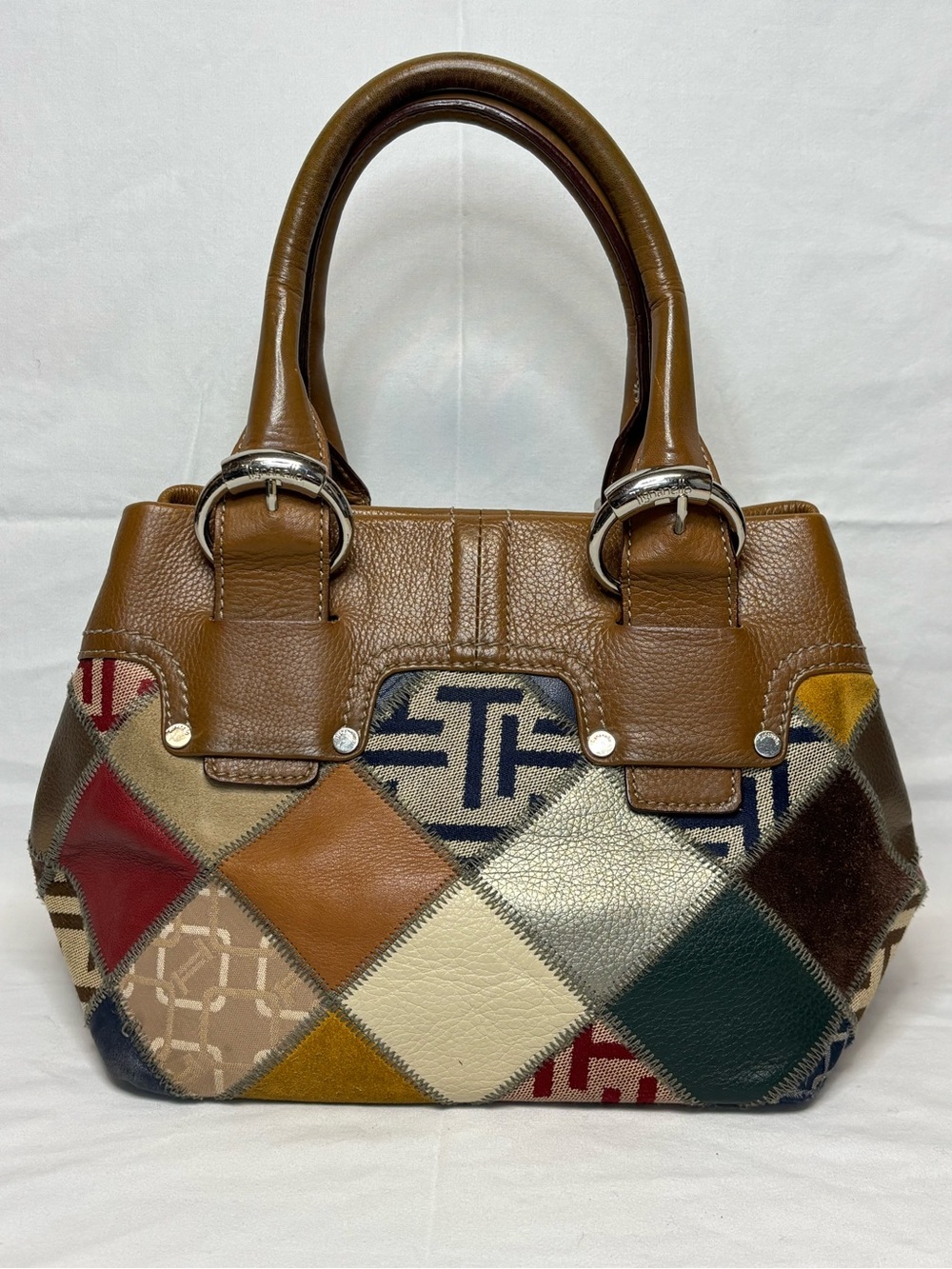 Vintage Tignanello Leather & Fabric Patchwork Handbag #6094